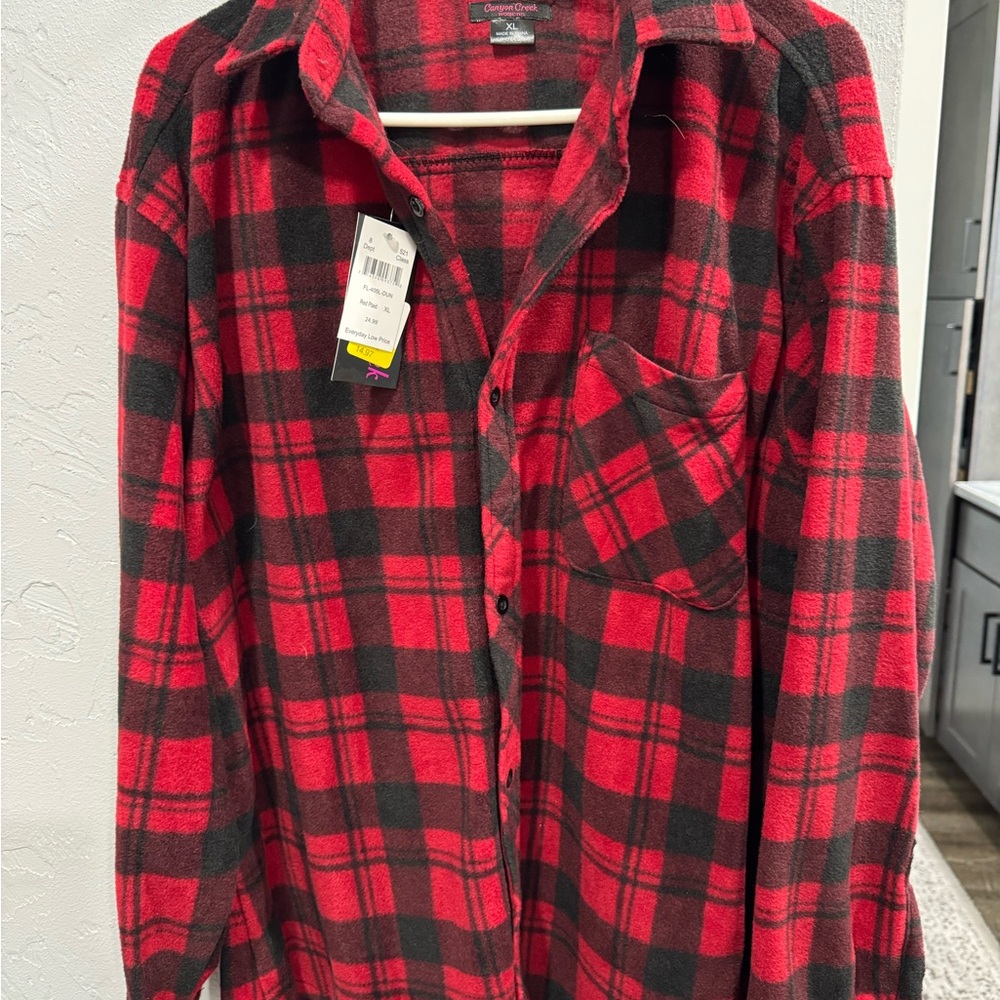 Outdoor Life Plaid Button-Down Shirt in Red and Black